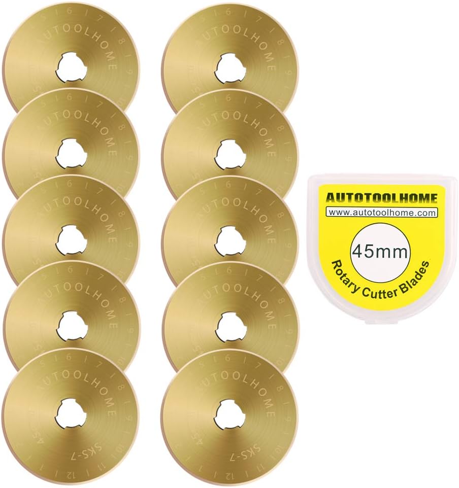 Titanium Coated Rotary Cutter Blades 45mm 10 Pack Replacement Blades