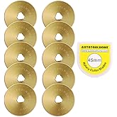 Titanium Rotary Cutter Blades 45mm 10 Pack Replacement Blades for Fabric | Titanium coated SKS-7 steel blade Smooth Cutting in Quilting Sewing Scrapbooking for Paper Arts Crafts DIY Sharp and Durable