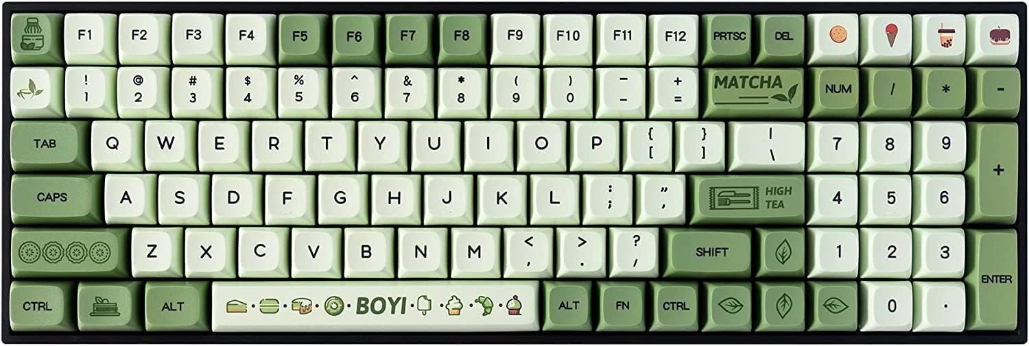 BOYI TK96 RGB Mechanical Keyboard,Wireless BT5.0/2.4Ghz/Type-c Wired Hot Swap Gateron Yellow Switch,100 Keys N-Key Rollover Matcha Green XDA PBT Keycaps for Working&Gaming