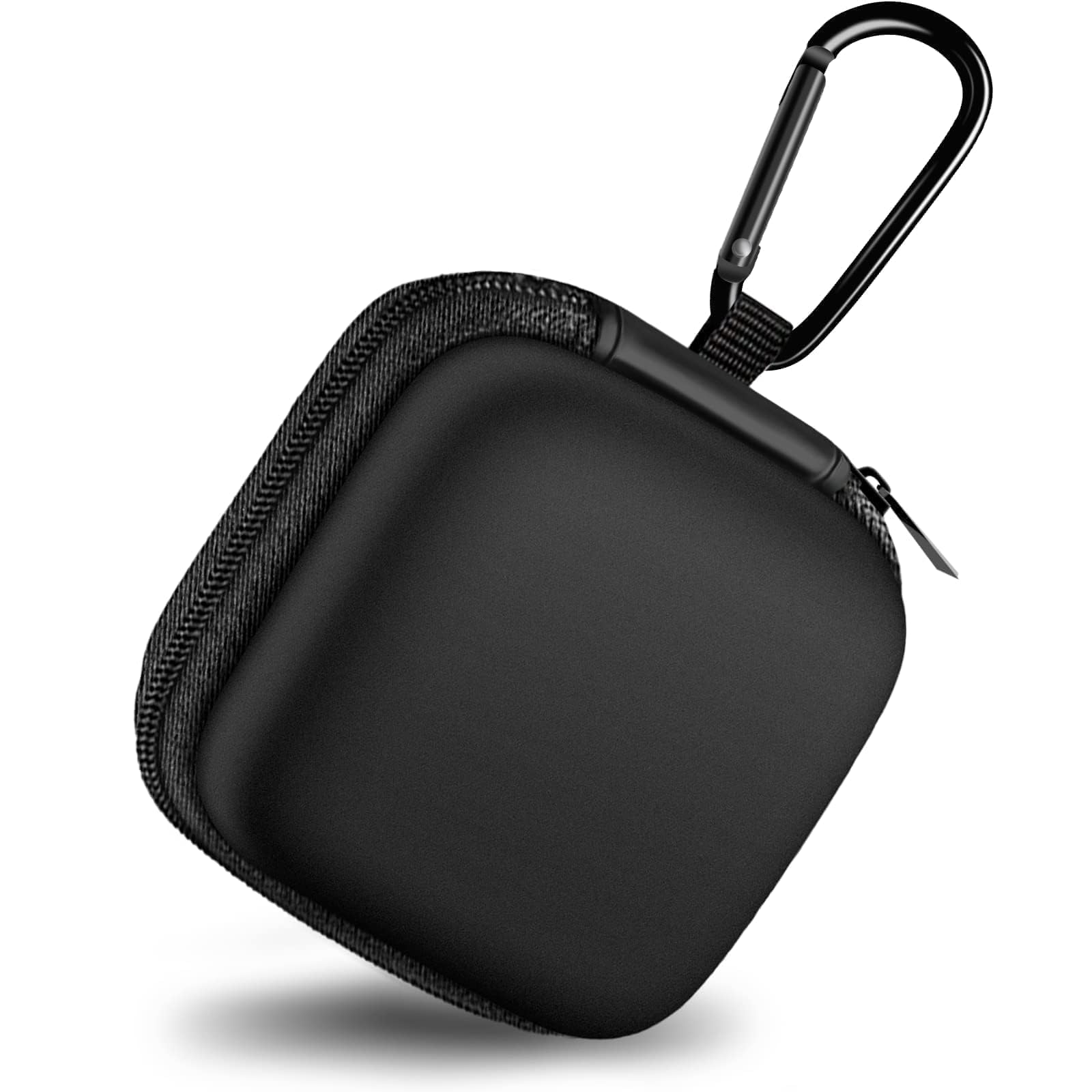 Photo 1 of Woyinger Square Earbud Case Portable EVA Carrying Case Storage Bag Cell Phone Accessories Organizer with Carabiner for Earphone, Earbud, Earpieces, SD Memory Card, Camera Chips, Tech Pouch, Black