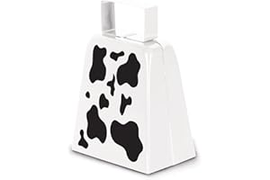 Beistle 60946 Cow Print Cowbell, 4-Inch, White/Black
