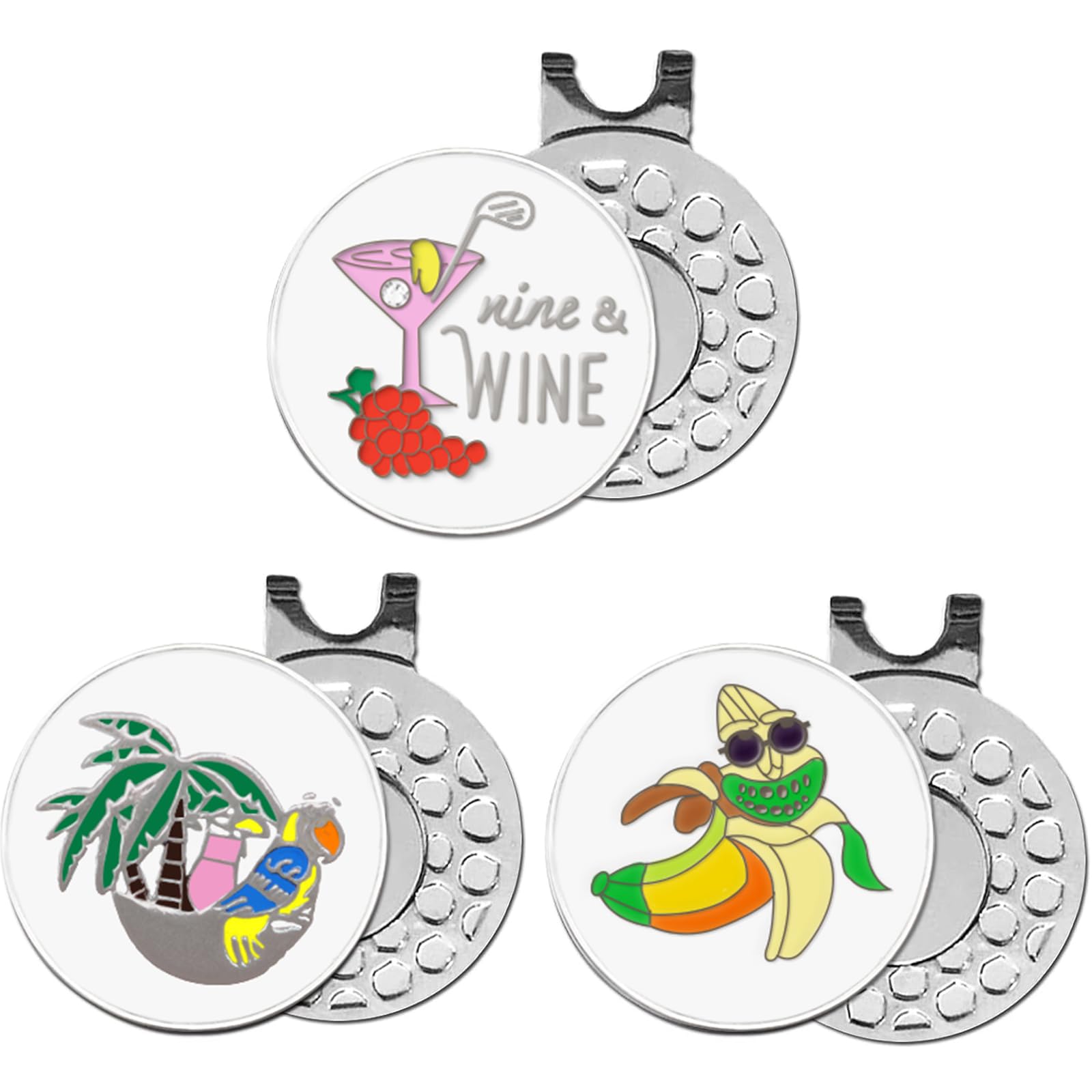 FINGER TEN Golf Ball Markers 3 Pcs with 3 Pack Hat