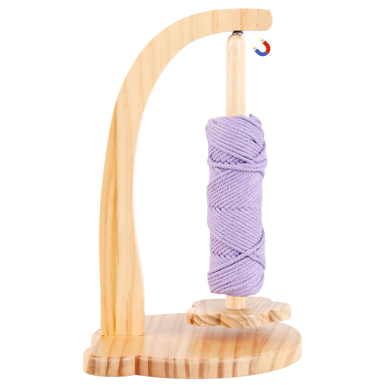 NZZVNZ Yarn Holder for Crocheting, Rotatable Magnetic Wooden Wool Ball Holder, Yarn Roll Holder for Crocheting Knitting, Crochet and Knitting Accessories Gifts