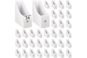 PTRBTY&HISDE 36PCS White Magazine File Holder，Sturdy Cardboard Magazine Holder, Vertical File Folder Holder, Magazine Holder for Desk, Shelves, Office or Classroom Book Organizer