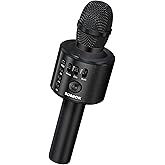 BONAOK Wireless Bluetooth Karaoke Microphone,3-in-1 Portable Handheld Karaoke Mic Speaker Machine Home Party Birthday for All Smartphones Q37 (Black)