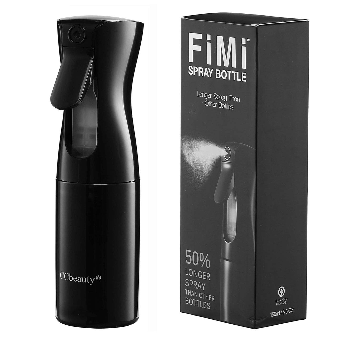 CCbeauty Fine Mist Spray Bottle,5 Oz/150ml Empty Hair Spray Bottle Barber Mist Sprayer Bottle for Curly Hair, Hair Cutting, Hair Styling, Houseplant, Cleaning,Black