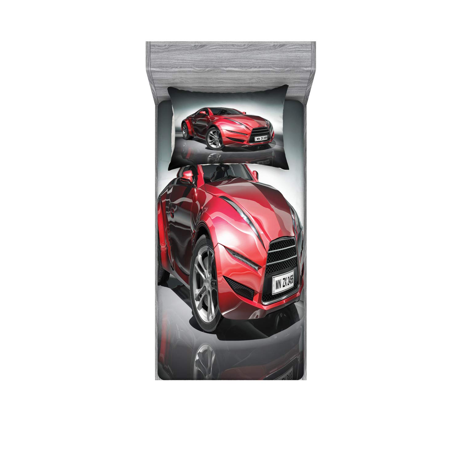 Ambesonne Cars Fitted Sheet & Pillow Sham