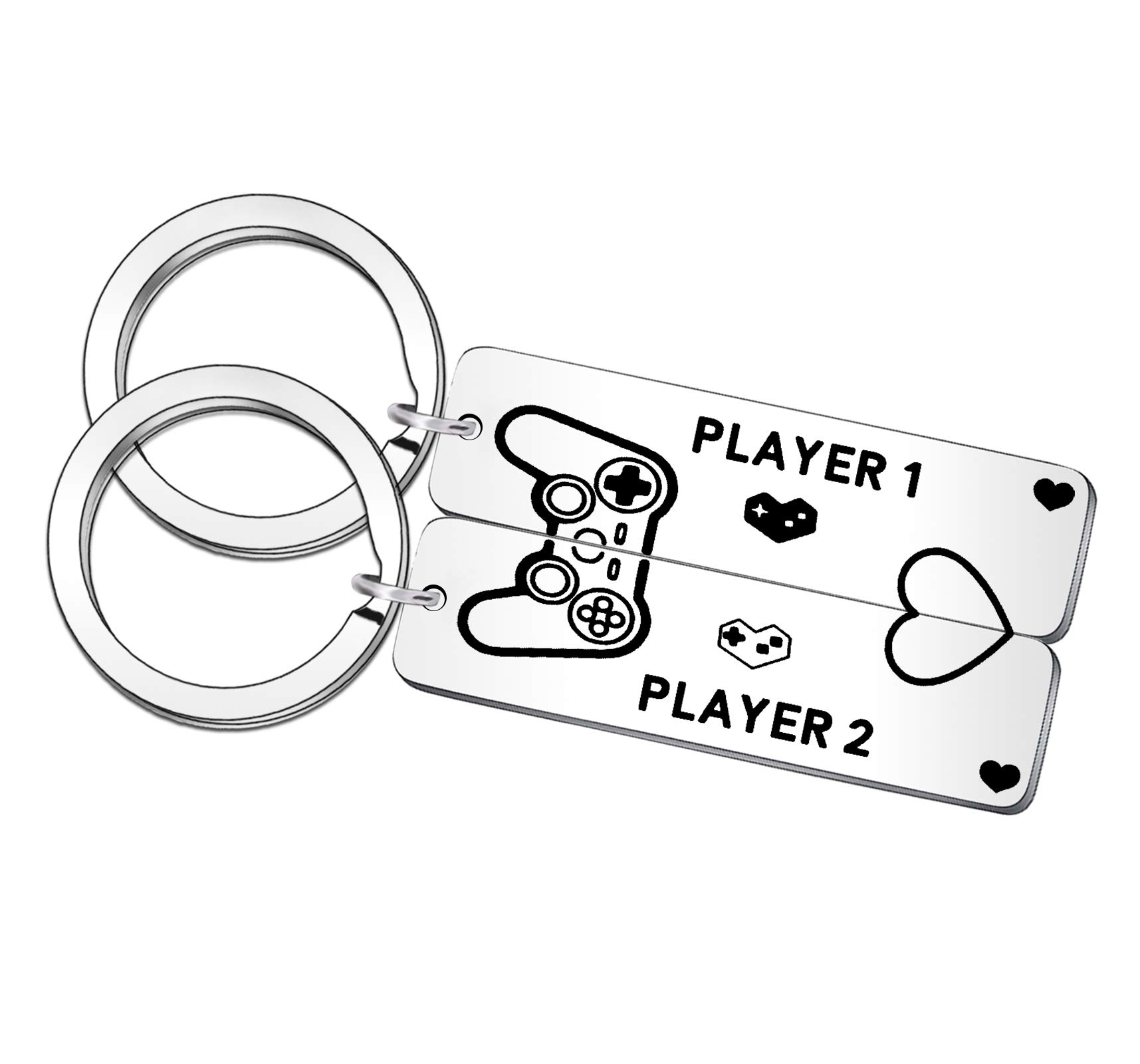 QMVMV Funny Gamer Couples Keyring Gifts for Boyfriend Girlfriend Husband Wife Him Her Valentine Wedding Anniversary Christmas Birthday Keychain To My Man Lover Fiancee Fiance Present