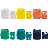 ALVABABY Baby Cloth Diapers 18pcs One Size Adjustable Washable Reusable for Baby Girls and Boys 6 Pack Diapers + 12 Inserts 6