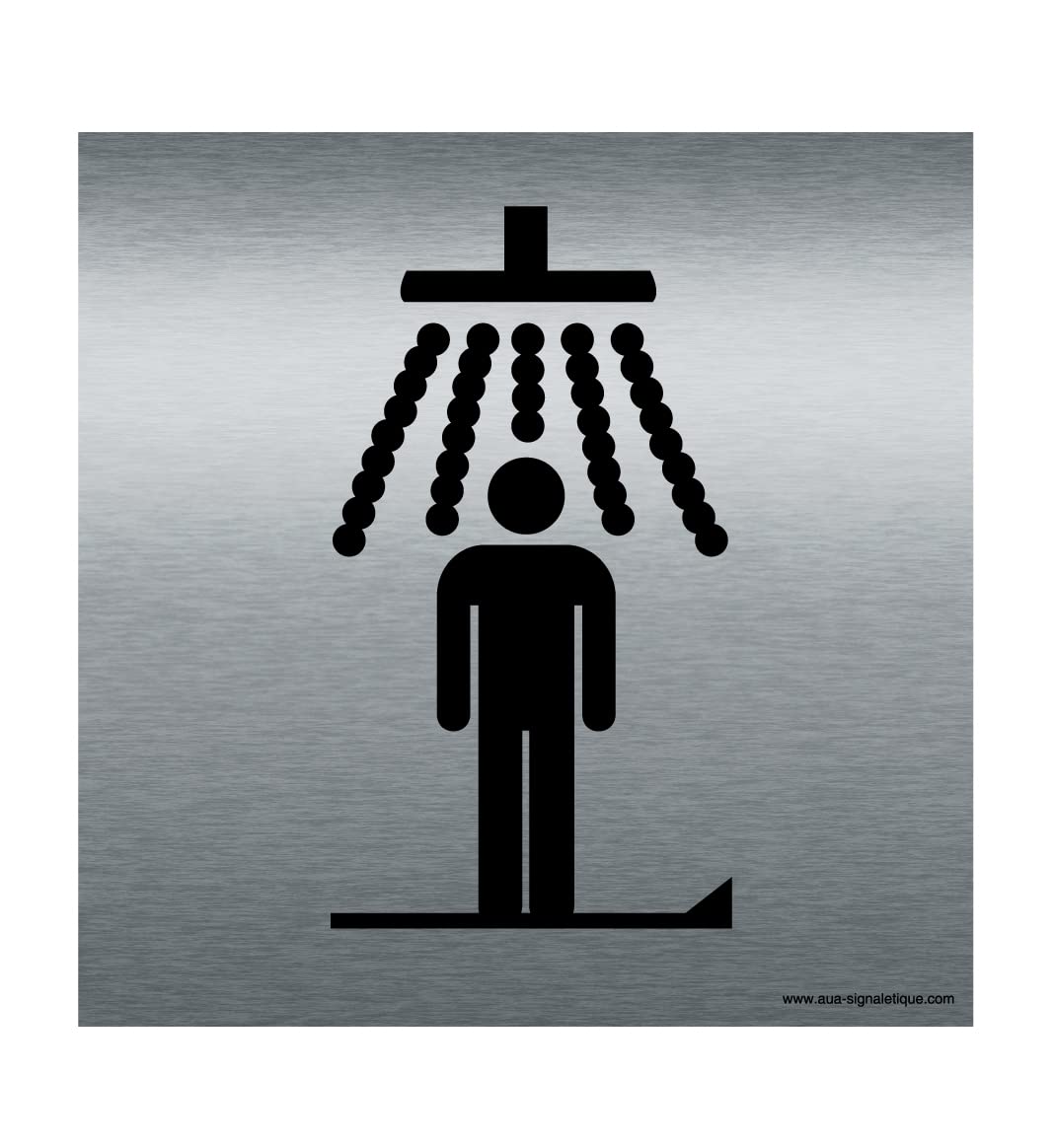 AUA SIGNALETIQUE - Plaque Aluminium Brossé Douche - 200x200 mm