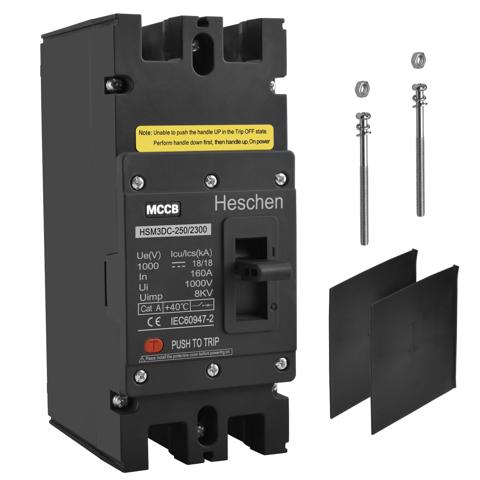 Heschen DC Molded Case Circuit Breaker MCCB, 2 Poles DC1000V, Photovoltaic Circuit Breaker, For Solar PV System Solar Panels Grid System (160A HSM3DC-250)