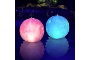 Cootway Solar Floating Pool Lights, 15” Solar Powered Color Changing Pool Lights That Float, Waterproof Glow in The Dark Inflatable Floating Lights for Pool,Float or Hang in Pool Yard Party Decor-2PCS