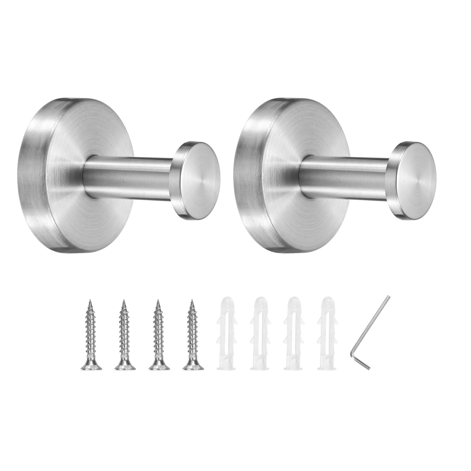 PATIKIL Towel Hooks for Hanging, 2Pack 304 Stainless Steel T-Shaped Wall Mounted Hanger Holder, with Tools for Bathroom, Bedroom, Dormitory, Hang Towel, Clothes, Coat, Robe, Silver Tone