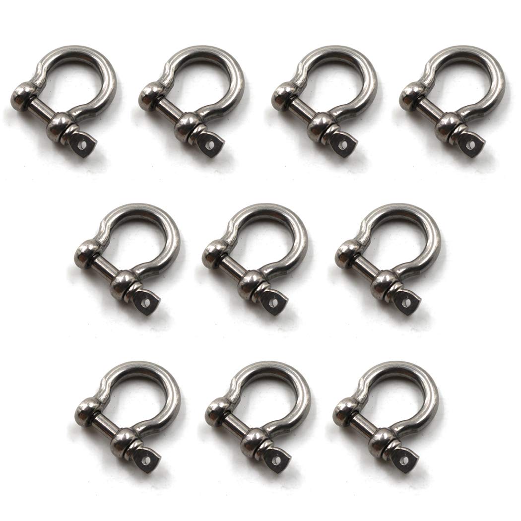 Flomore M6 D Ring Shackle Boat Anchor Shackle 304 Stainless Steel Chain Shackle Screw Pin Bow Shackle Pack Of 10