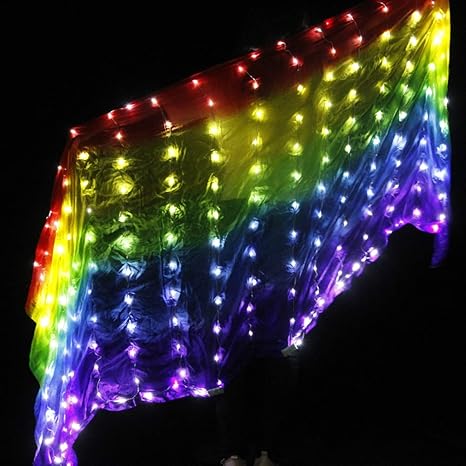 Aotin Belly Dance Props Led Silk Scarf Dance Professional Performance Tools Hand Glow Shawl Colorful Led Scarf Stage Props 230 108cm Onesize Amazon Co Uk Sports Outdoors amazon co uk