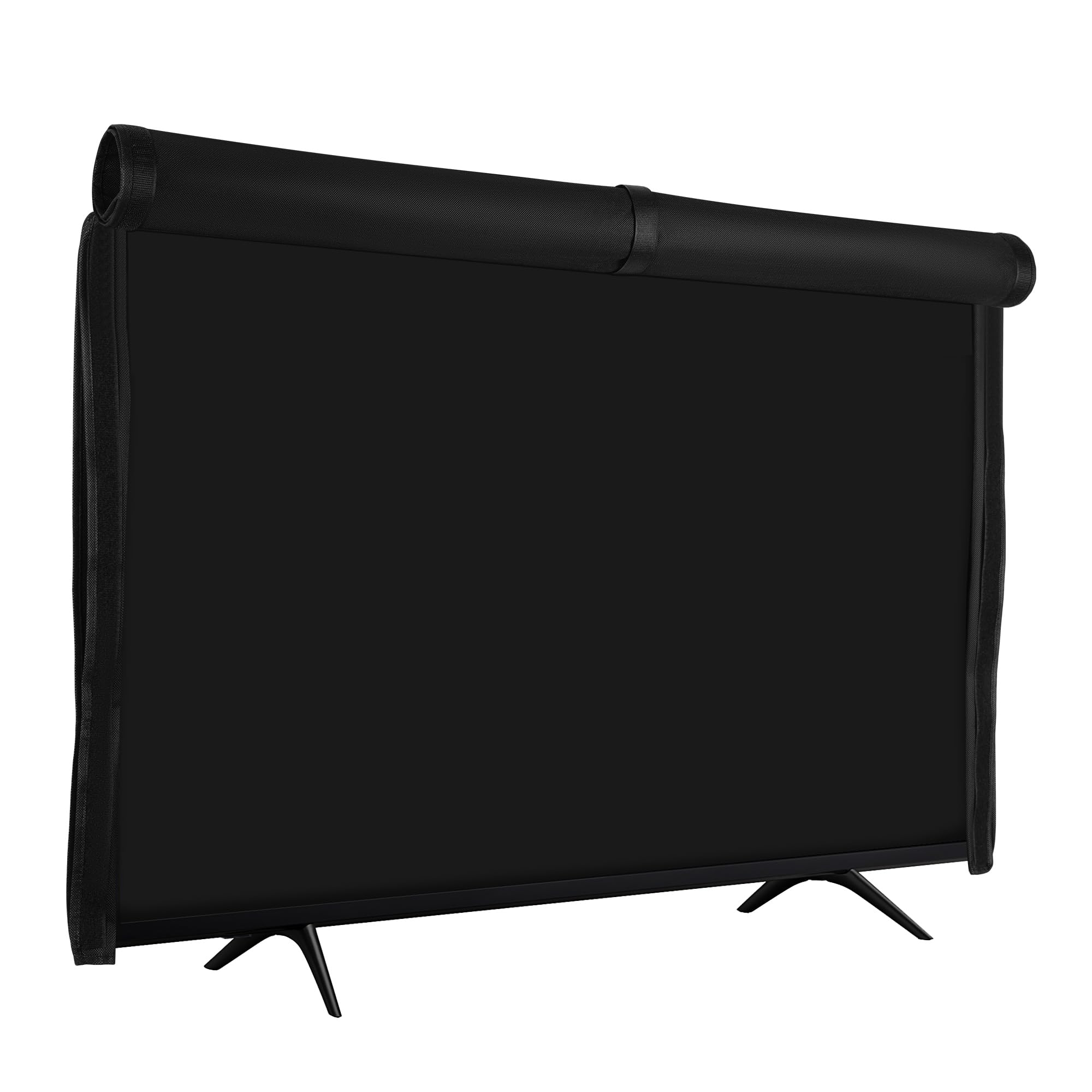 kwmobile TV Cover with Front Flap for 55" TV Cover - Indoor Television Screen Dust Protection - Black