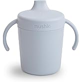mushie Trainer Sippy Cup | Made in Denmark | Leak Resistant Twist-Off Lid & Handles | 6 Months + (Cloud)