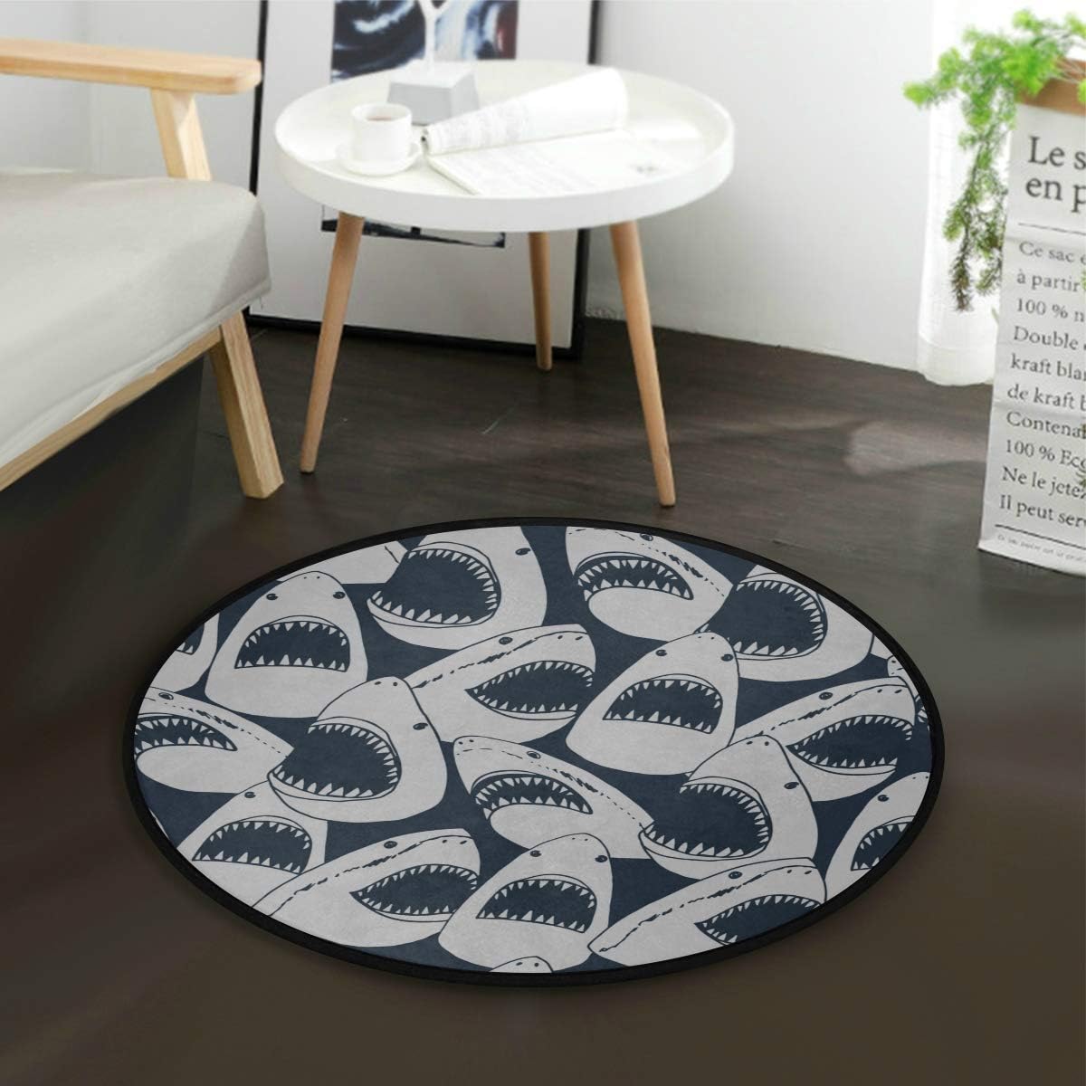 JGYJF Alfombra para niños Shark Sawtooth Ocean Fish Tail Alfombra para