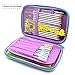 Purple Rainbow Unicorns Girls Big Hardtop Pencil Case with Compartment - Cute School Stationery Supply Organizer Box Pen Holder for Kids Children Toddlers