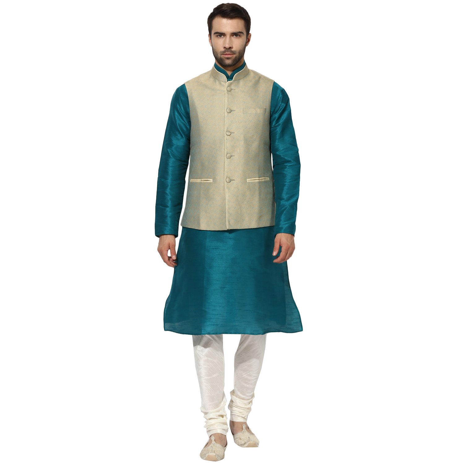 kisah benarasi cotton silkself designwaistcoat for men's