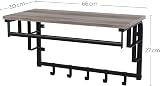 VASAGLE Coat Rack Wall-Mounted 5 Removable Hooks Floating Shelf LCR012B02 view 5