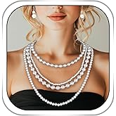 Gangel Pearl Necklace Earring Set Layered Faux Pearl Necklaces Vintage Bridal Jewelry Multi Strand Pearls Necklace for Women
