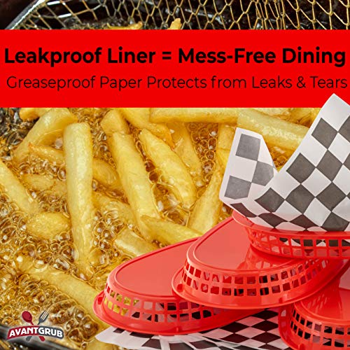image for Avant Grub Retro Style Red Fast Food Basket 6 Pk and Black Checkered D