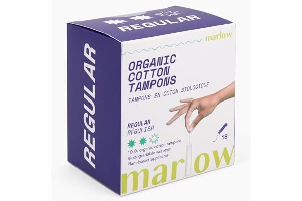 Marlow | Organic Cotton Tampons | Plant Based Applicator | Regular 18 Count