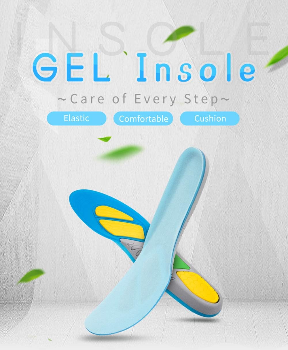Full-Length Gel Insole Arch Support Athlete Shock Absorption Cushioning Unisex Shoe Insert Pain Relief Flat Feet Hiking: Health & Personal Care