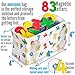Premium ABC Refrigerator Magnets + Hanging Storage Basket - 83 Brightly Colored Wooden Magnetic Letters – Educational Alphabet Gift & Preschool Learning – Upper & Lowercase + Extra Vowels