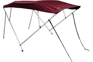 SavvyCraft 4 Bow Bimini Top Boat Cover Burgundy 4 Bow 96" L 54" H 61"- 66" W W/Boot & Rear Poles