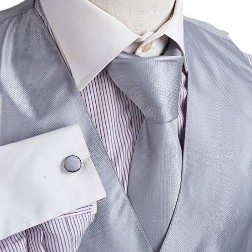 VS1002-S Mens Silver Vest Tie Cufflinks Hanky Bowtie Christmas Gifts By Y&G