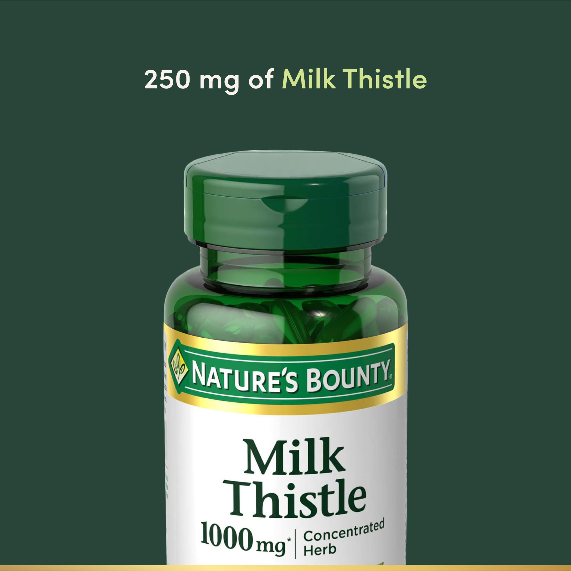 Nature's Bounty Milk Thistle 1000mg, Herbal Health Supplement, Daily Supplement, Gluten Free, Rapid Release Softgels, 50 Ct