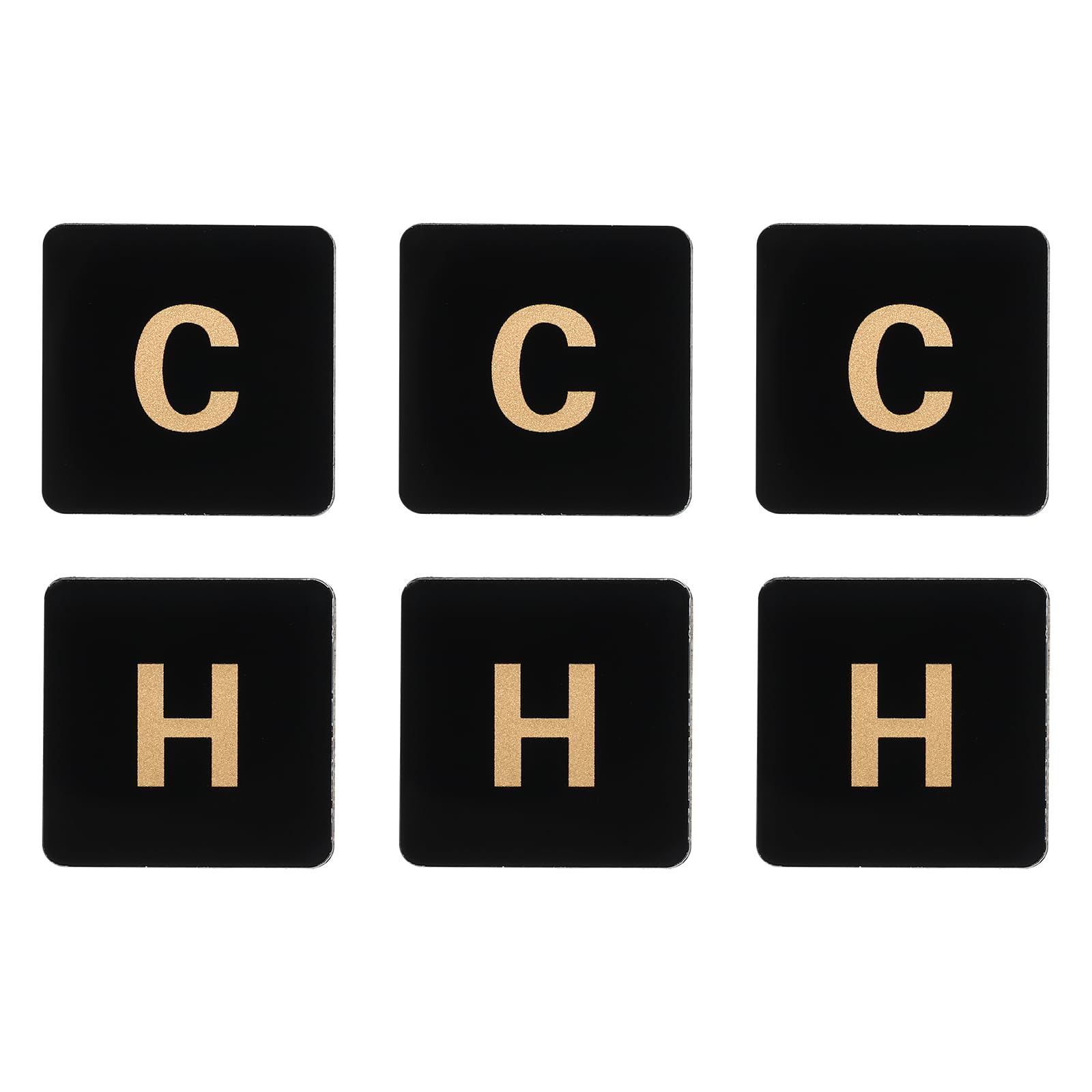 PATIKIL Self Stick C/H Water Label, 3 Pairs/6 Pack Acrylic Square Shape Hot/Cold Sticker Signs for Faucets Sinks, Black