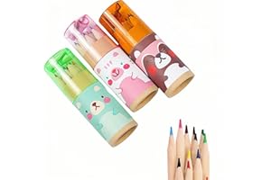 RYANDESIGN 3-Pack Mini Portable Colored Pencils Set – 12 Colors Each (36 Total) with Built-In Sharpener, 3.35” Miniature Art Pencils in Portable Tubes- Ideal for School, Classrooms & On-The-Go Creativity