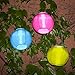 3 Solar Hanging Nylon Lanterns, Tropic Pink, Blue, and Yellow, 12