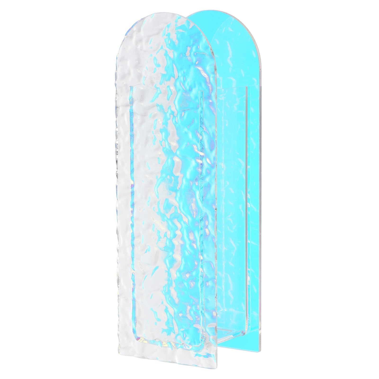 PATIKIL 3x2x9" Iridescent Vase, Arch Acrylic Flower Vase Gravel Texture Modern Centerpiece Decorative Vase for Wedding Party Home Decor, Colorful