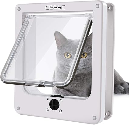 Ceesc Chatière Pour Chat Chatière Imperméabiliser Avec Verrou Rotatif à 4 Voies Pour Chat Petit Chien Facile à Installer Et à Utiliser Version