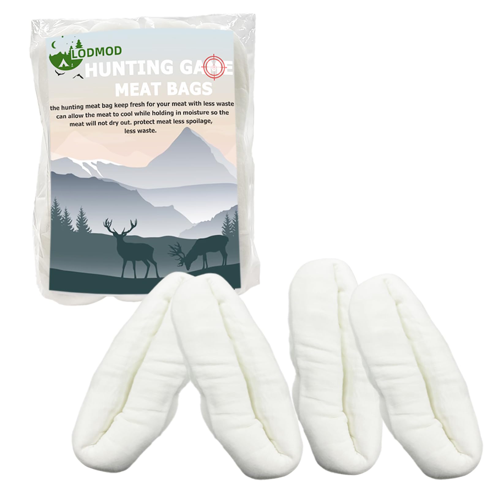 LODMOD Hunting Meat Bags for Elk Moose Caribou Deer, Keep Animals Meat Fresher Quarter Storage Organize Supplies, 12"x59", 4Pcs