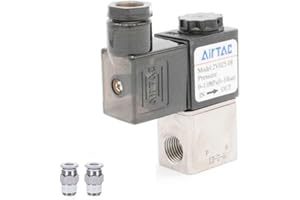 AIRTACDINGJU Solenoid Valve 1/4"PT Fluid Control Valves Air Water Oil Pneumatic AirTAC 2V025-08 DC12V/DC24V/AC110V/ AC220V Direct Acting Normally Closed Electric 2/2 way 2 Position (2V025-08 PT1/4'' DC24V)