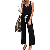 PRETTYGARDEN One Piece Jumpsuits for Women 2025 Summer Casual Drawstring Sleeveless Tank Romper Beach Vacation Outfits