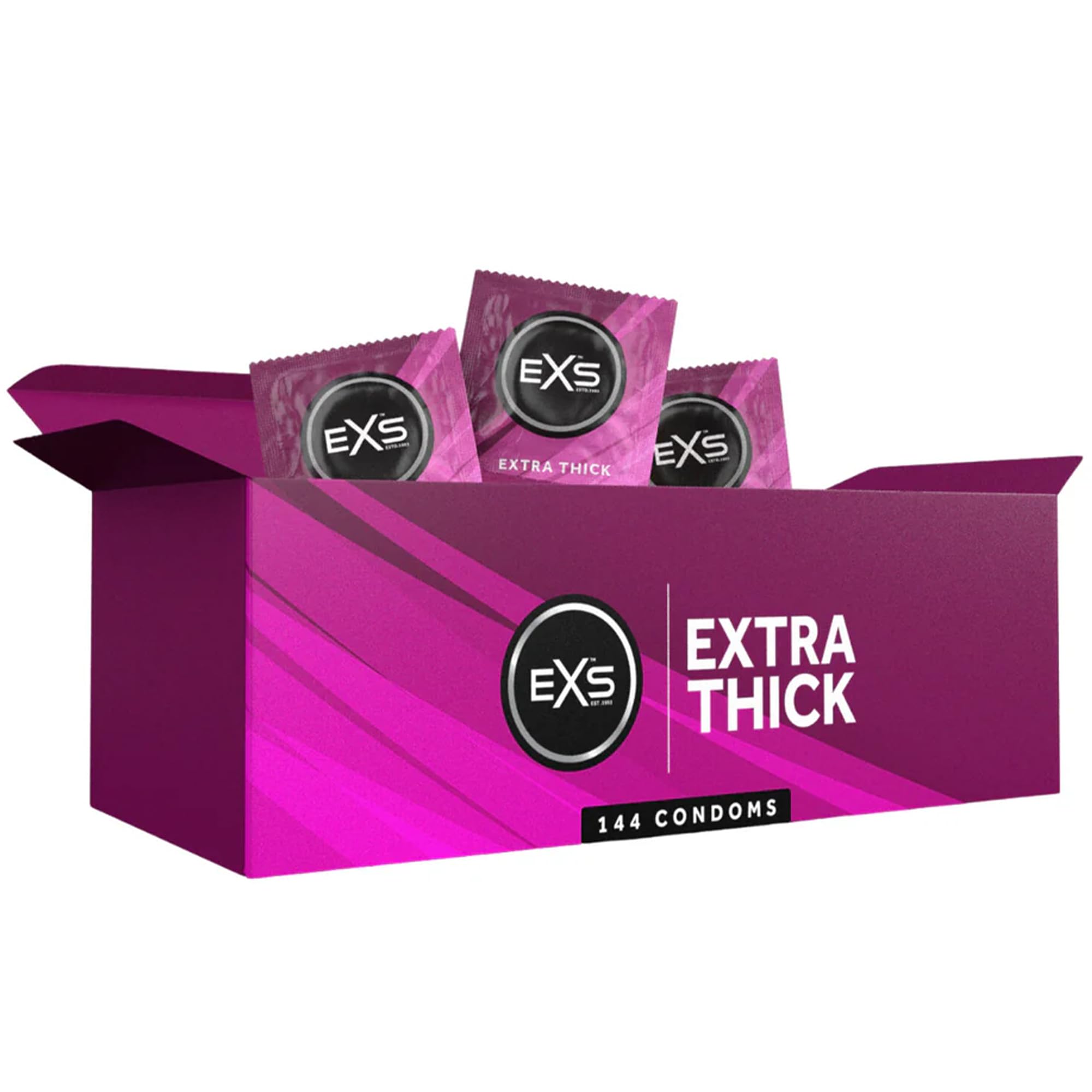 EXS | Extra Safe Condoms | Ensure Your Safety & Protection | 0.082mm | Vegan | 144 Pack