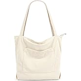 MAMUNU Corduroy Tote Bags for Women, Large Capacity Shoulder Handbag, Women Tote Bag with Pockets for Shopping Travel Office