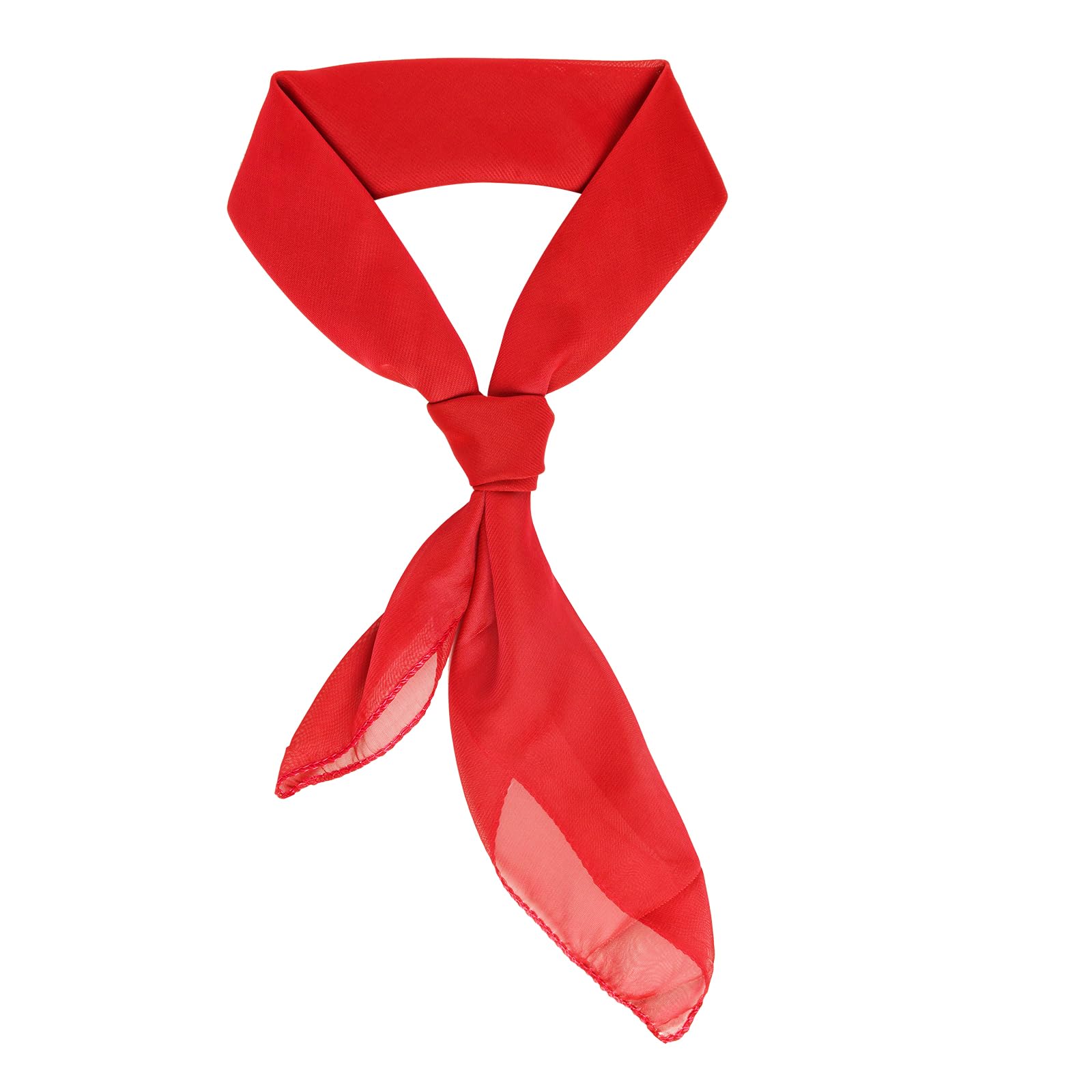 Photo 1 of Jmkcoz 50s Chiffon Scarf 1950s Sheer Square Neck Head Scarf Neckerchief for 50's Costume Party Wedding Halloween Cosplay (Pure, Red, 25.6 Inch)
