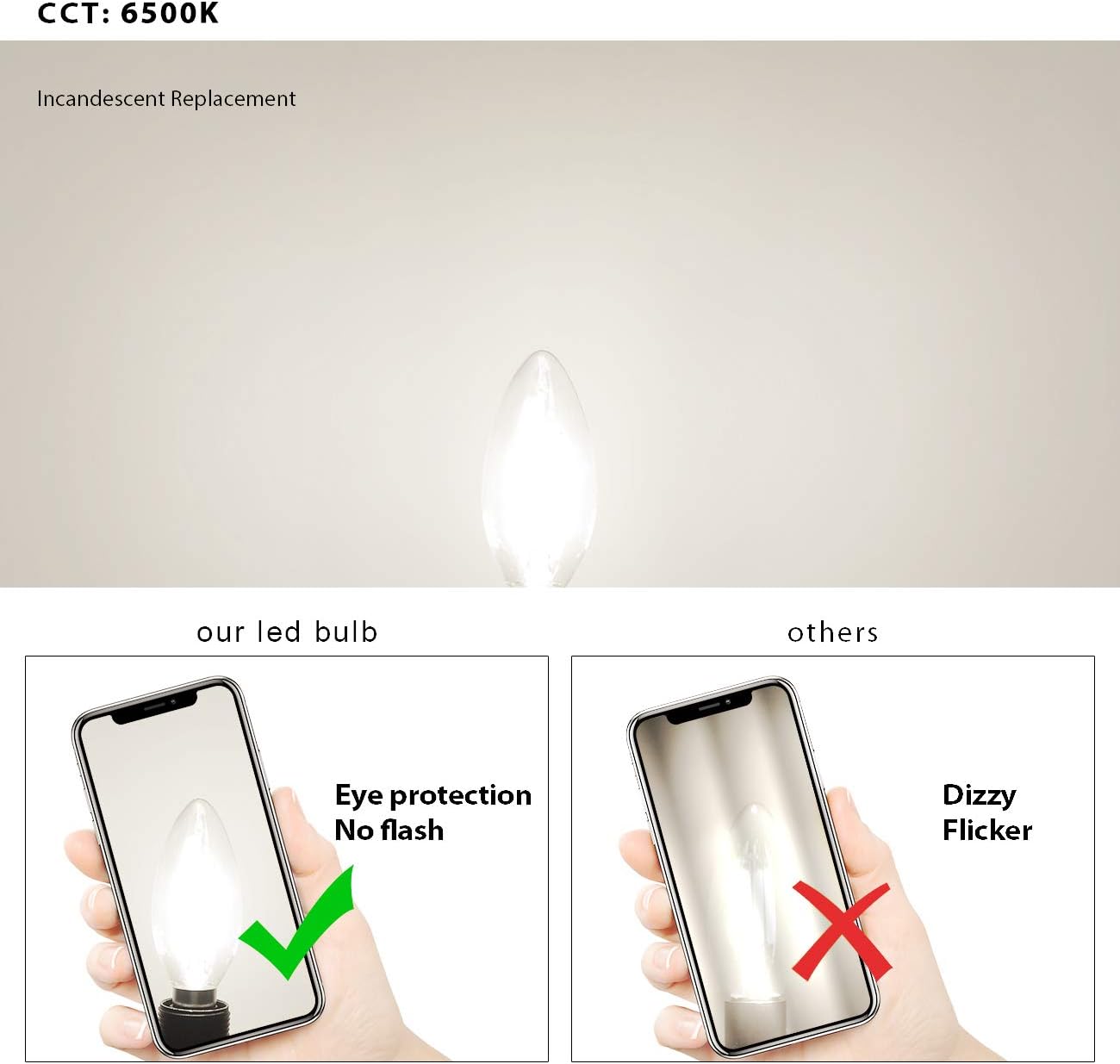 LVWIT Daylight E14 LED Candle Filament Light Bulbs,40W Incandescent Equivament,C35 Edison Screw (SES) Candle Bulbs,470Lm,6500K - Image 5