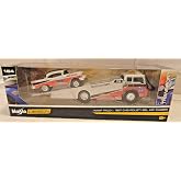 Design MAISTO 1:64 Scale Gray RED RAMP Truck with 1957 Chevy BEL AIR Gasser DIE-CAST