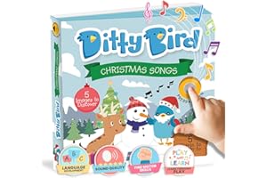 Ditty Bird Christmas Musical Book for Toddlers – Interactive Sound Book with Jingle Bells & Holiday Songs for Babies 1-3 | Sturdy Baby Book & Xmas Music Toy
