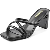 Amoji Women 3 Inch Slip On Heels Lady Heeled Sandal 332