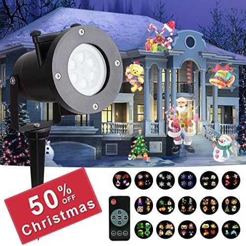 GOODNEW Christmas LED Projector Light, 16 Slides Dynamic Lighting Landscape Indoor and Outdoor Waterproof Led Projector Light for Children Birthday Party Holiday Wedding Home Decor