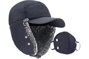 HONNESSERRY Trapper Hat Winter Hats for Men Warm Hunting Ski Ushanka Hat with Mask Ear Flaps for Men Women